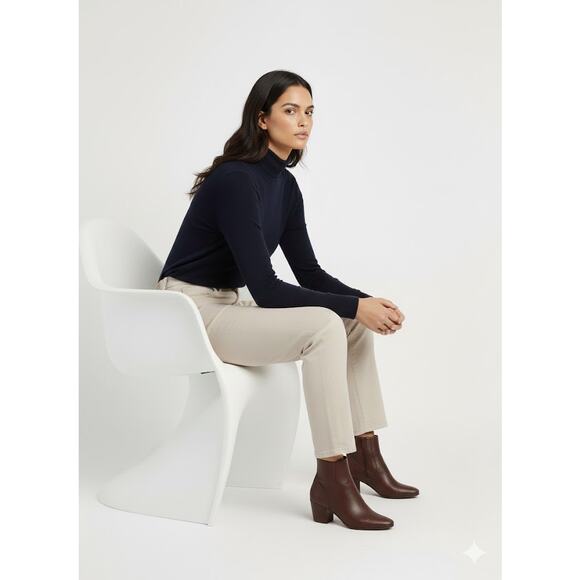 NxD Cream Straight Leg Pants Size Petite 4 - Picture 2 of 5